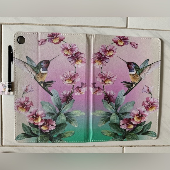 Amazon Kindle Fire HD 10 : 13th/11th generation Floral Hummingbird Tablet Case - Picture 1 of 6